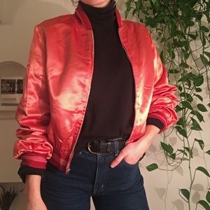 (SOLD) Vintage: 1980s Pink Satin Varsity Jacket